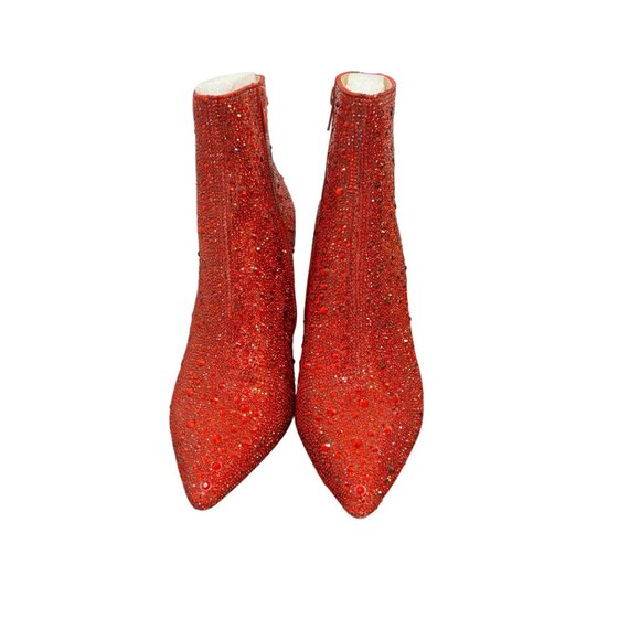 NWOT Betsey Johnson Red Rhinestone Ankle Boots Size 8 - Picture 3 of 11